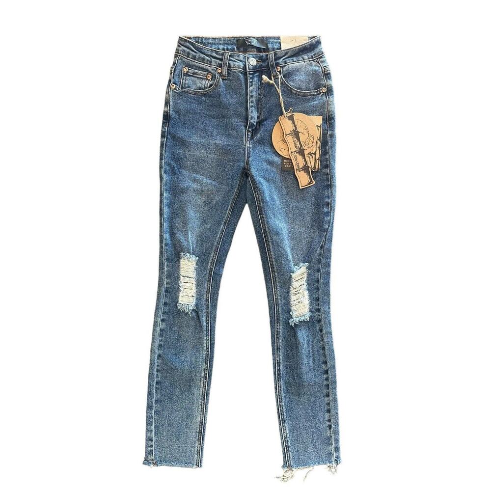 Monkey Ride Jeans Original Vintage Womens Size 5/27 Blue Distressed Mid Rise NWT